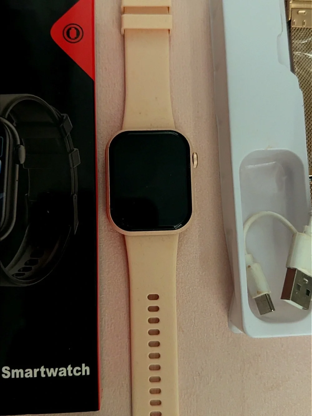 Rose Gold Smartwatch with Pink Silicone Strap & Metal Mesh Band